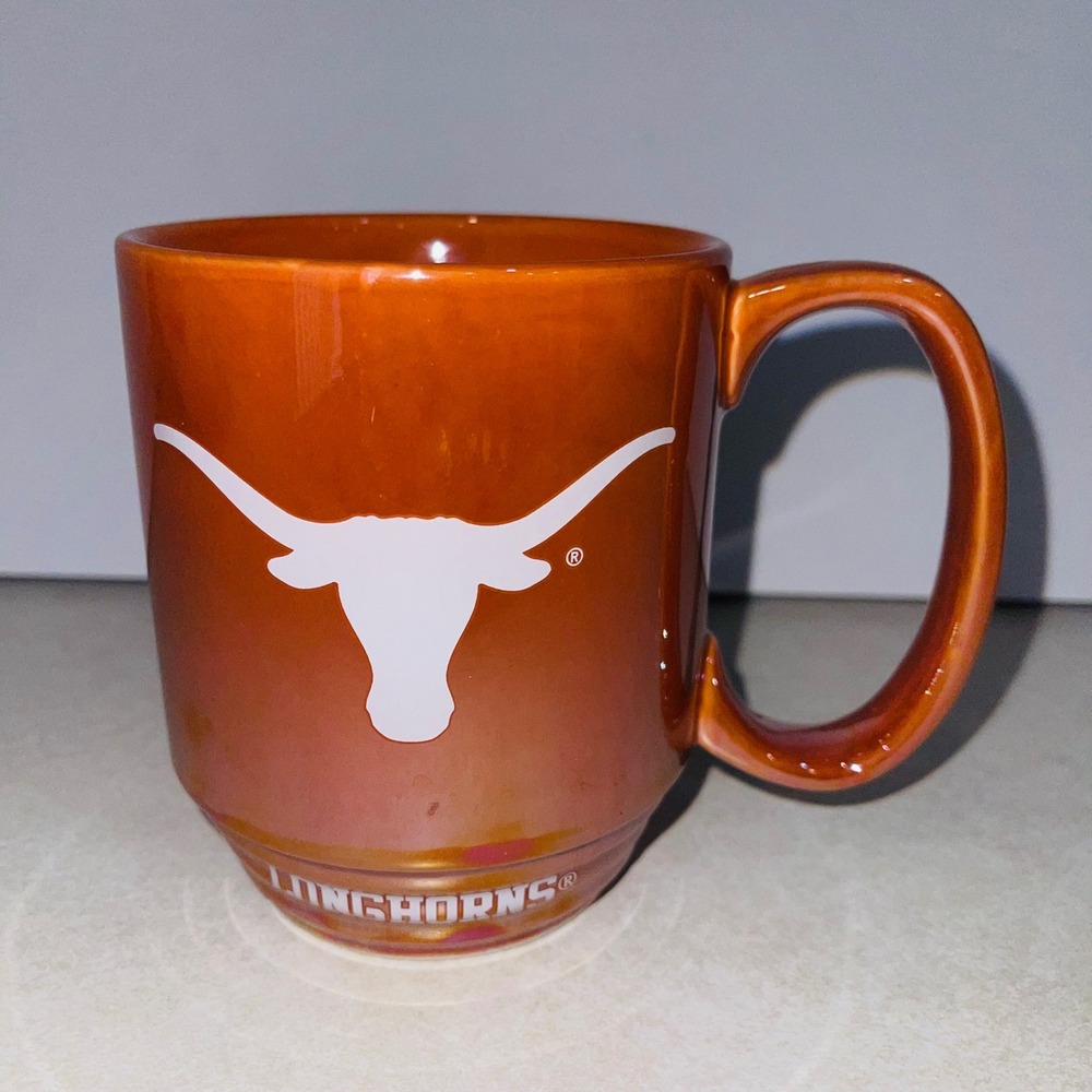 Texas Longhorns Coffee Mug Ceramic Burnt Orange White Logo Memory Company 14oz